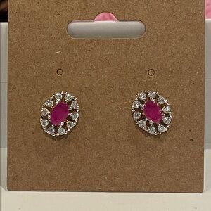 Elegant Pink and Silver Stud Earrings